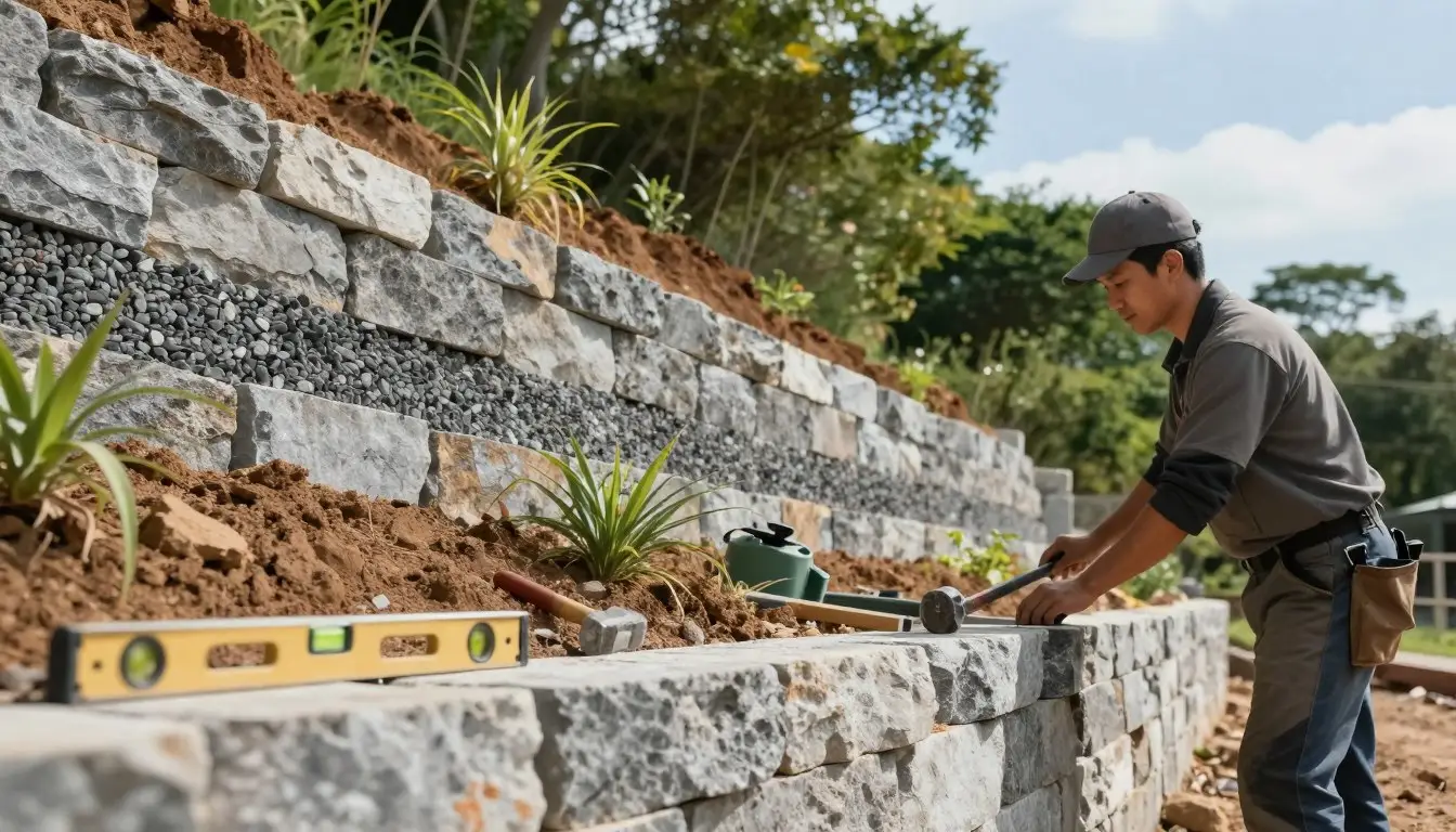 how to build retaining wall on slope