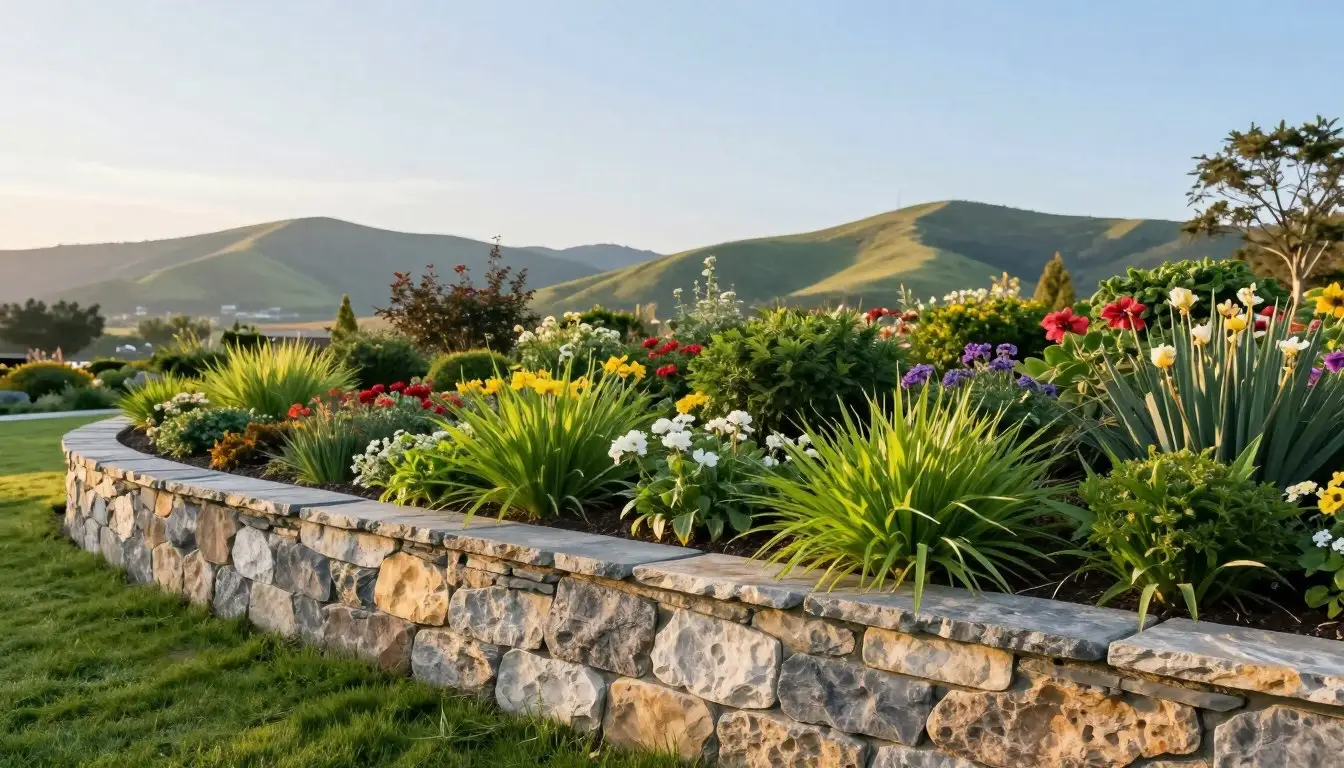 landscaping with retaining wall