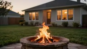 how far should fire pit be from house