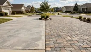 concrete driveway vs pavers