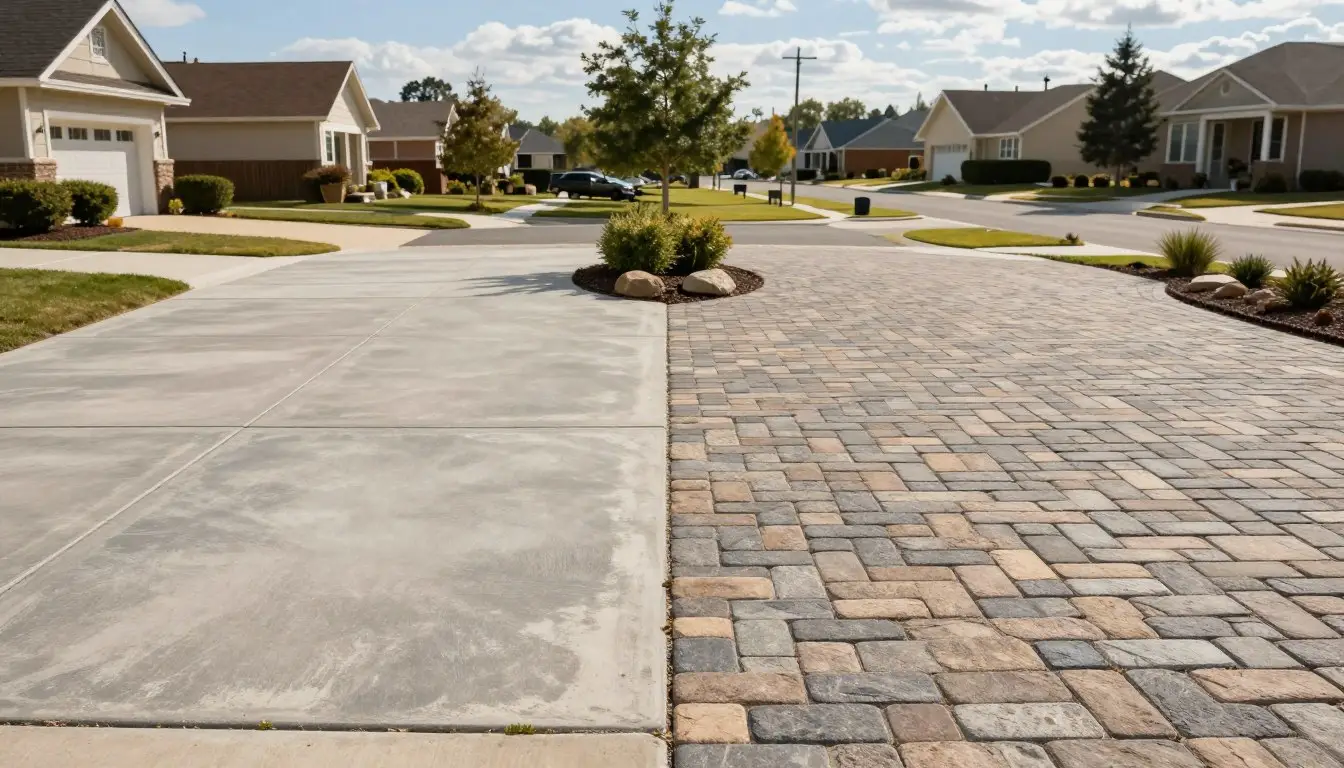concrete driveway vs pavers